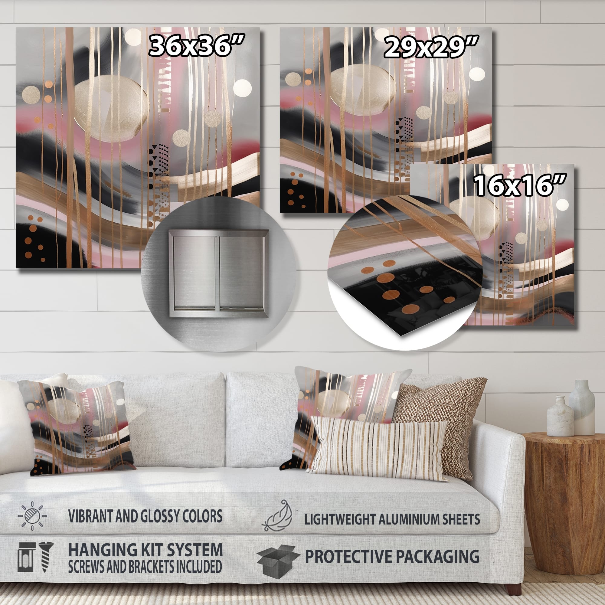 Designart "Pink Rosegold Circle Chaos I" Modern Shapes Transitional